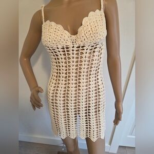 Musera Cream Crocheted Mini Dress